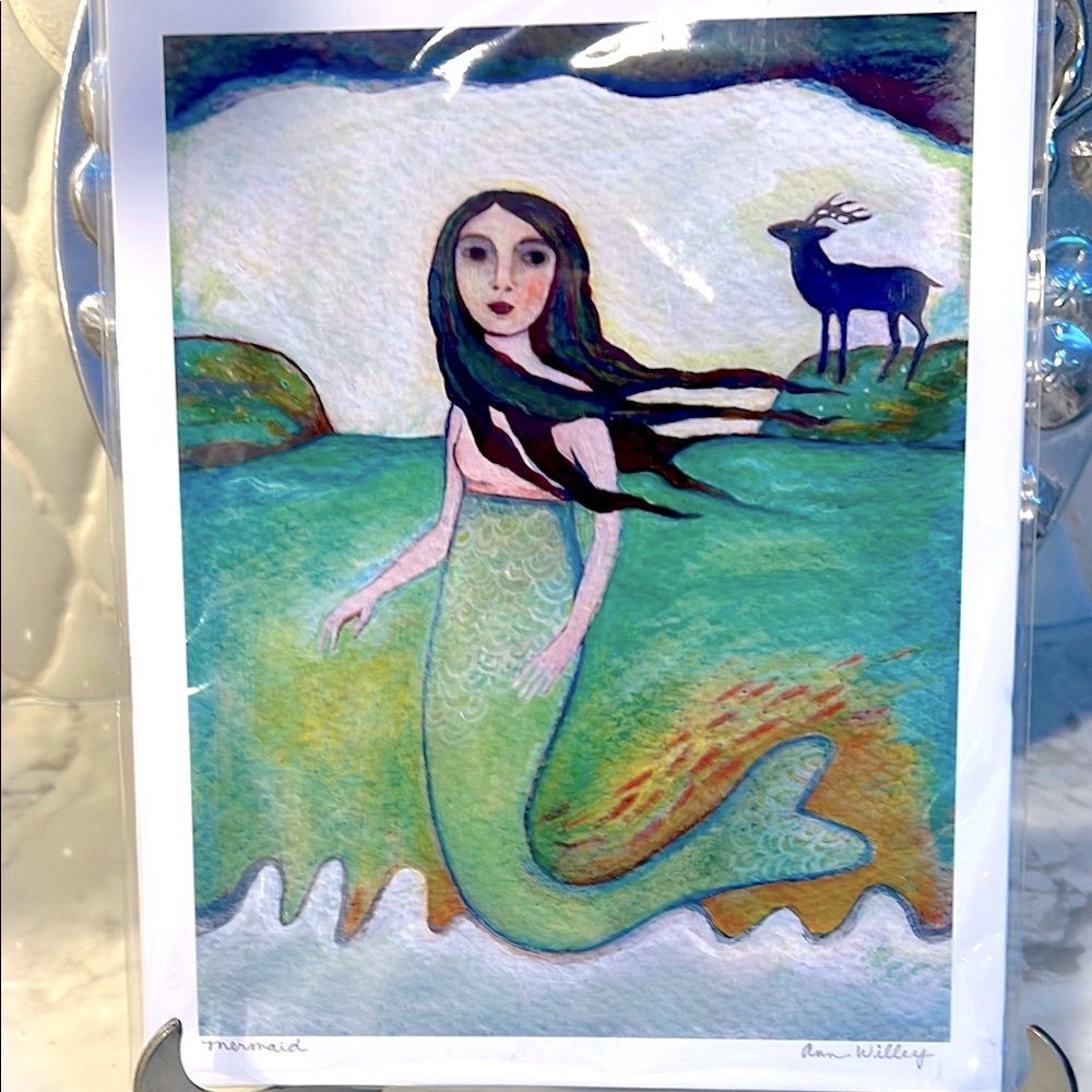 Mermaid Art Print by Ann Willey - Green and Blue